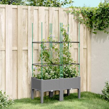 Gossi jardiniera de gradina cu spalier, gri deschis 80x40x142,5 cm pp