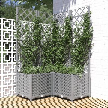 Gossi jardiniera de gradina cu spalier, gri deschis, 80x80x136 cm, pp