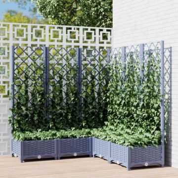Gossi jardiniera de gradina cu spalier,gri inchis,120x120x121,5cm, pp