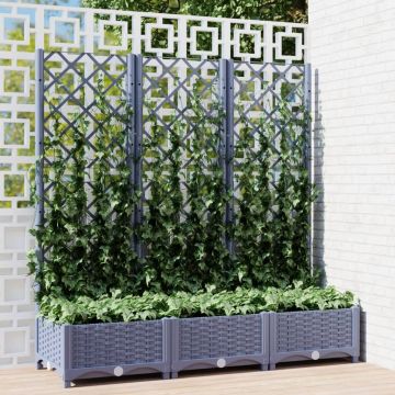 Gossi jardiniera de gradina cu spalier,gri inchis,120x40x121,5 cm, pp