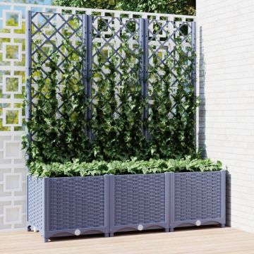 Gossi jardiniera de gradina cu spalier,gri inchis, 120x40x136 cm, pp