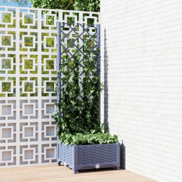 Gossi jardiniera de gradina cu spalier,gri inchis, 40x40x121,5 cm, pp