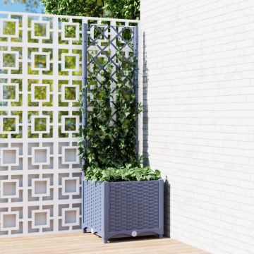 Gossi jardiniera de gradina cu spalier,gri inchis, 40x40x136 cm, pp