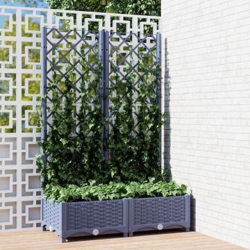 Gossi jardiniera de gradina cu spalier,gri inchis, 80x40x121,5 cm, pp
