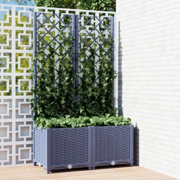 Gossi jardiniera de gradina cu spalier,gri inchis, 80x40x136 cm, pp