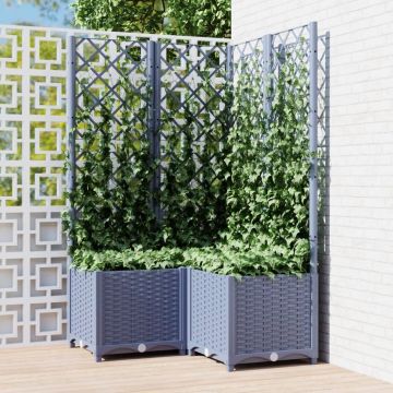 Gossi jardiniera de gradina cu spalier,gri inchis, 80x80x136 cm, pp