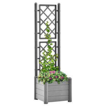 Gossi jardiniera de gradina cu spalier, gri piatra, 43x43x142 cm, pp