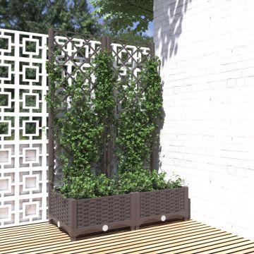 Gossi jardiniera de gradina cu spalier maro, 80x40x121,5 cm, pp
