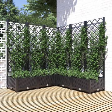Gossi jardiniera de gradina cu spalier, negru, 120x120x121,5 cm, pp