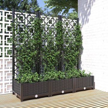 Gossi jardiniera de gradina cu spalier negru, 120x40x121,5 cm, pp