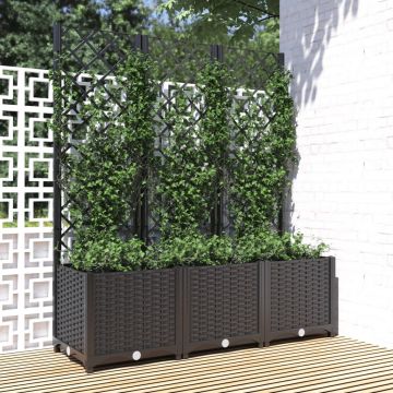 Gossi jardiniera de gradina cu spalier negru, 120x40x136 cm, pp