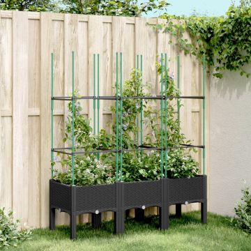 Gossi jardiniera de gradina cu spalier, negru, 120x40x142,5 cm, pp