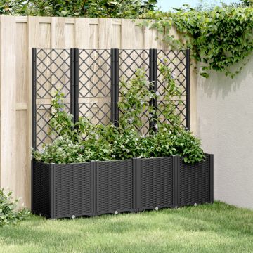 Gossi jardiniera de gradina cu spalier, negru, 160x40x140 cm, pp