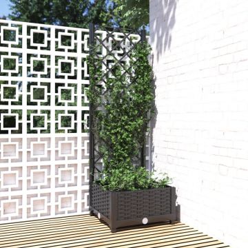 Gossi jardiniera de gradina cu spalier negru, 40x40x121,5 cm, pp