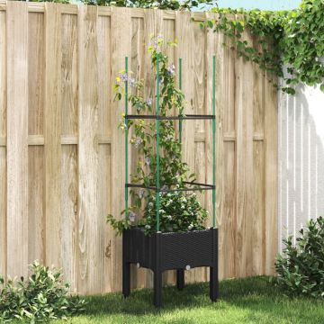 Gossi jardiniera de gradina cu spalier, negru, 40x40x142,5 cm, pp