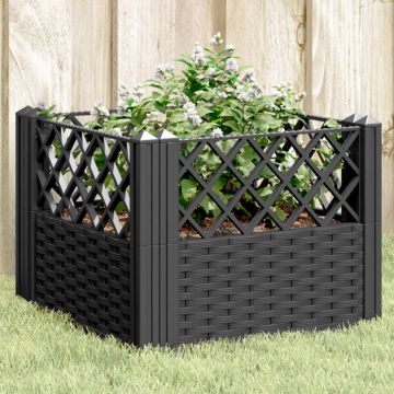 Gossi jardiniera de gradina cu spalier, negru, 43,5x43,5x43,5 cm, pp
