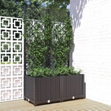 Gossi jardiniera de gradina cu spalier negru, 80x40x136 cm, pp