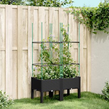 Gossi jardiniera de gradina cu spalier, negru, 80x40x142,5 cm, pp