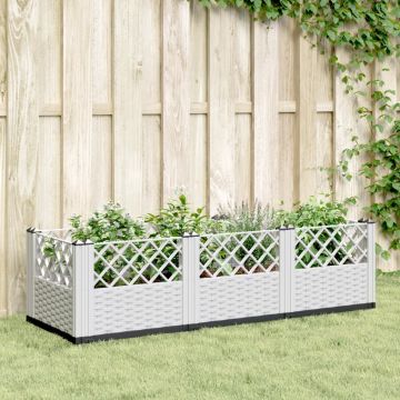 Gossi jardiniera de gradina cu tarusi, alb, 123,5x43,5x43,5 cm, pp