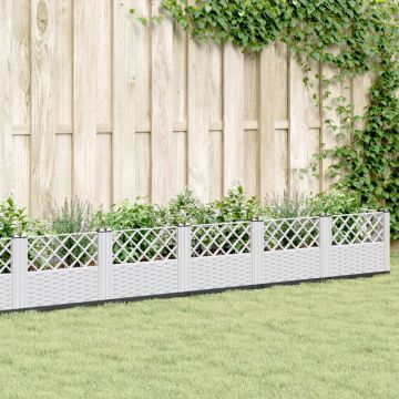 Gossi jardiniera de gradina cu tarusi, alb, 363,5x43,5x43,5 cm, pp