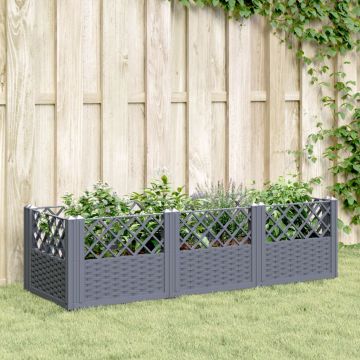 Gossi jardiniera de gradina cu tarusi, gri, 123,5x43,5x43,5 cm, pp