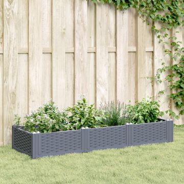 Gossi jardiniera de gradina cu tarusi, gri, 125x40x28,5 cm, pp