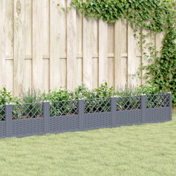Gossi jardiniera de gradina cu tarusi, gri, 363,5x43,5x43,5 cm, pp