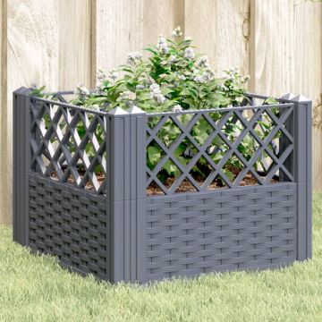 Gossi jardiniera de gradina cu tarusi, gri, 43,5x43,5x43,5 cm, pp