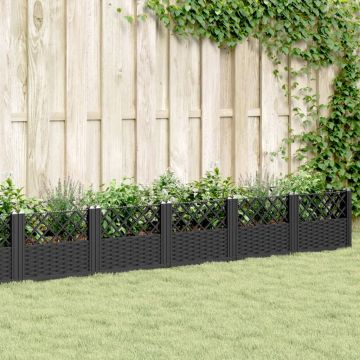 Gossi jardiniera de gradina cu tarusi, negru, 363,5x43,5x43,5 cm, pp