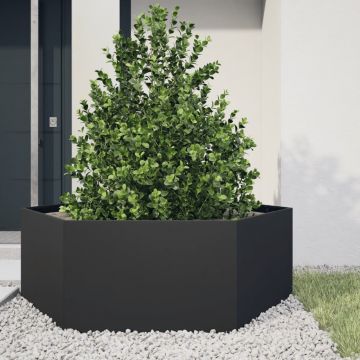 Gossi jardiniera de gradina negru 138x120x45 cm otel hexagonal