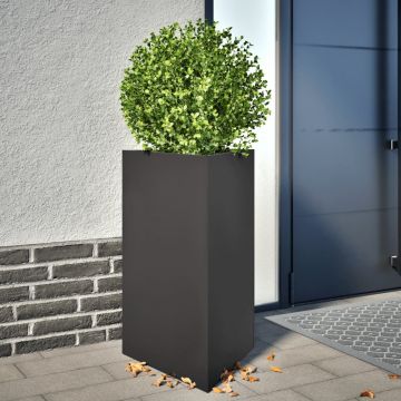 Gossi jardiniera de gradina negru, 50x43x75 cm, otel, triunghiulara