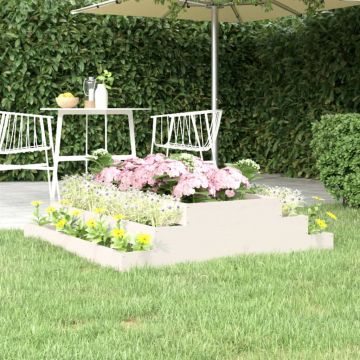 Gossi jardiniera, alb, 110x110x27 cm, lemn masiv de pin