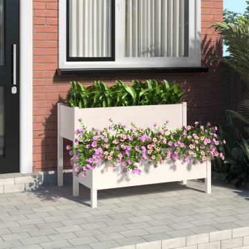 Gossi jardiniera, alb, 110x84x75 cm, lemn masiv de pin