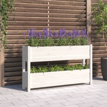Gossi jardiniera, alb, 112x25x66 cm, lemn masiv de pin