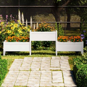 Gossi jardiniera, alb, 245,5x44x75 cm, lemn masiv de pin