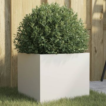 Gossi jardiniera, alb, 32x30x29 cm, otel laminat la rece
