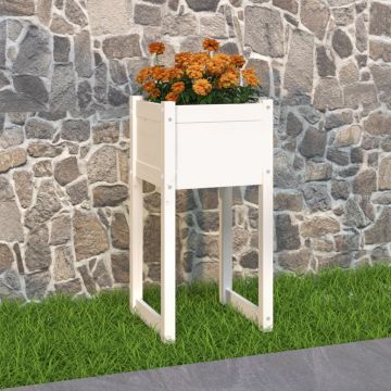 Gossi jardiniera, alb, 40x40x81 cm, lemn masiv de pin