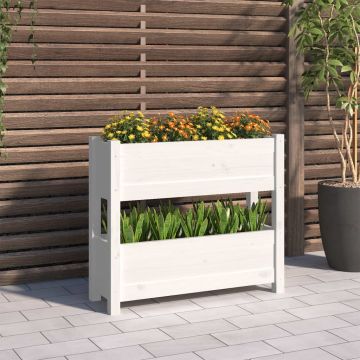 Gossi jardiniera, alb, 77x25x66 cm, lemn masiv de pin