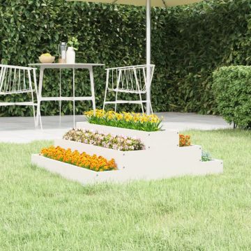 Gossi jardiniera, alb, 80x80x27 cm, lemn masiv de pin