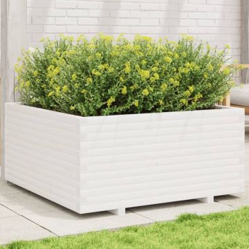 Gossi jardiniera de gradina, alb, 100x100x49,5 cm, lemn masiv de pin