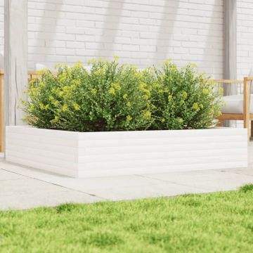 Gossi jardiniera de gradina, alb, 110x110x23 cm, lemn masiv de pin