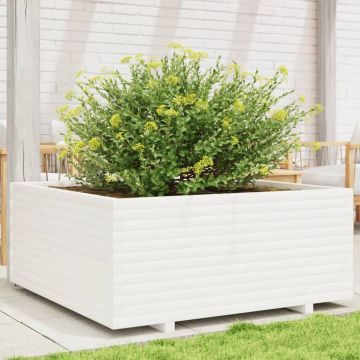 Gossi jardiniera de gradina, alb, 110x110x49,5 cm, lemn masiv de pin