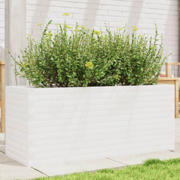Gossi jardiniera de gradina, alb, 110x40x45,5 cm, lemn masiv de pin