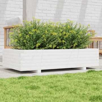 Gossi jardiniera de gradina, alb, 110x60x26,5 cm, lemn masiv de pin