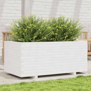 Gossi jardiniera de gradina, alb, 110x60x49,5 cm, lemn masiv de pin