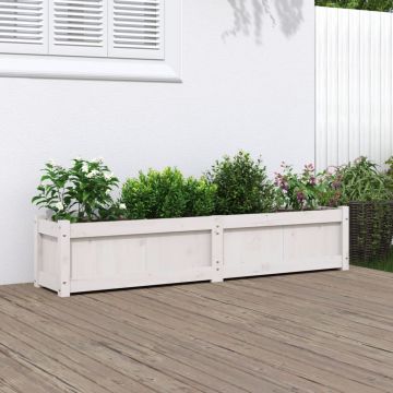 Gossi jardiniera de gradina, alb, 150x31x31 cm, lemn masiv de pin