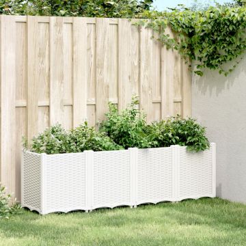 Gossi jardiniera de gradina, alb, 160x40x53 cm, pp