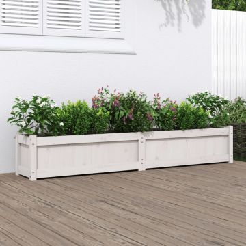 Gossi jardiniera de gradina, alb, 180x31x31 cm, lemn masiv de pin