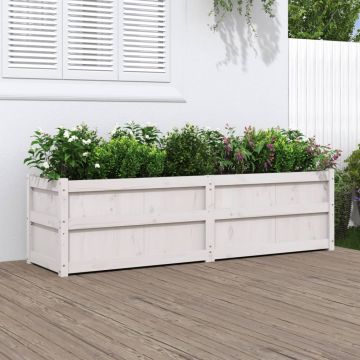 Gossi jardiniera de gradina, alb, 180x50x50 cm, lemn masiv de pin