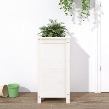 Gossi jardiniera de gradina, alb, 40x40x78 cm, lemn masiv de pin